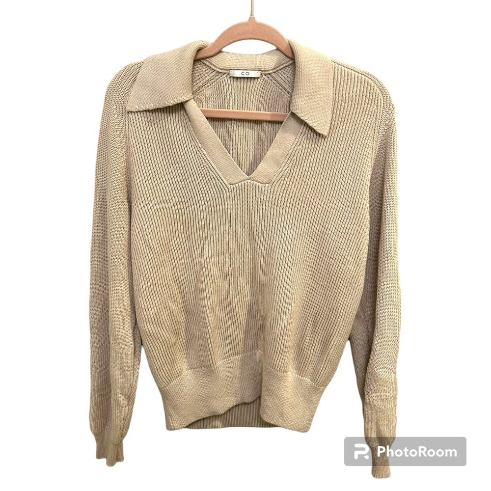CO V-Neck Polo Sweater Size Small Cotron TAn GUC C 0587